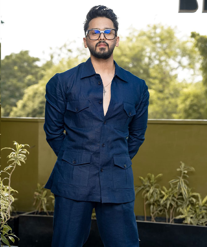 Pure linen navy blue co-odd set